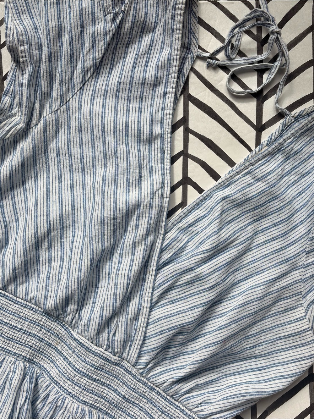 American Eagle Outfitters White and Blue Striped Dress